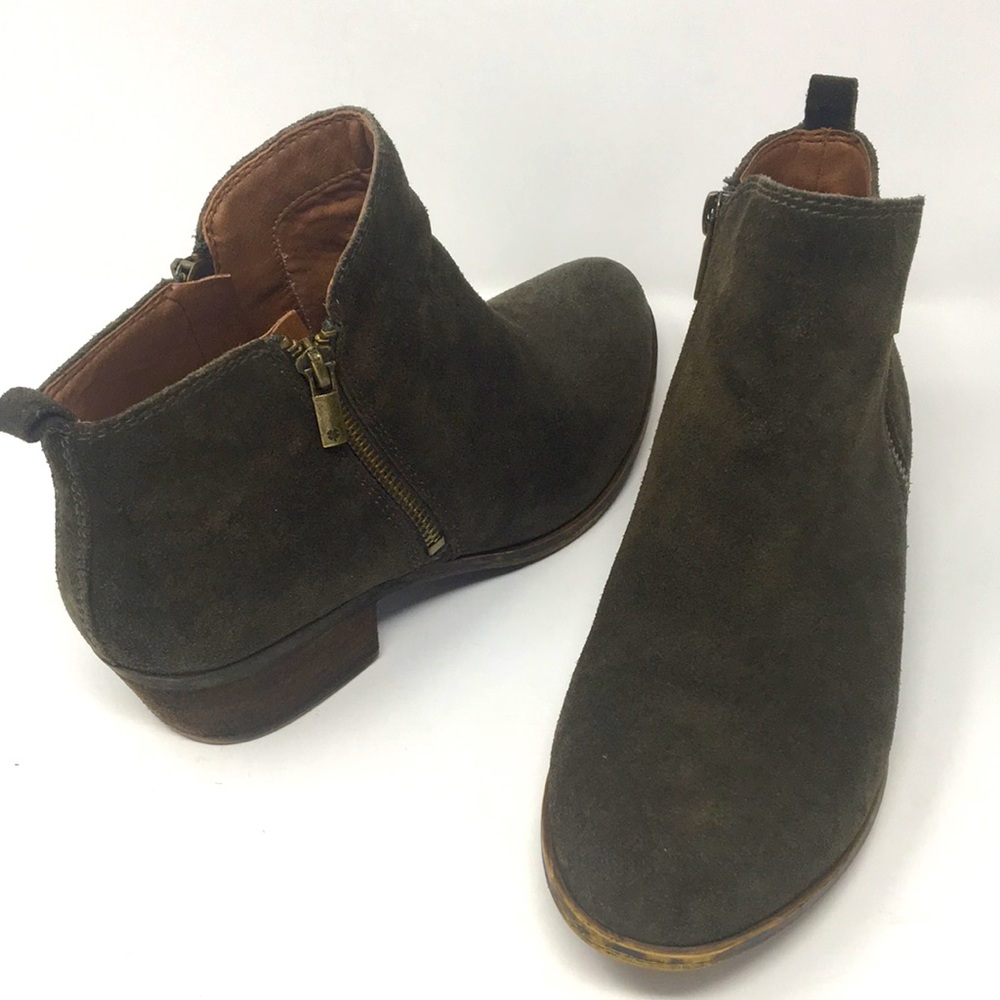 Lucky Brand Italian Olive Verona Suede Booties
